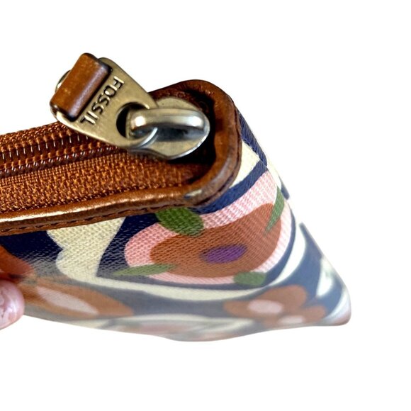 Fossil Key-Per Coated Canvas Floral Zip-Around Wallet w/ Card Slots & ID Window - Picture 8 of 12